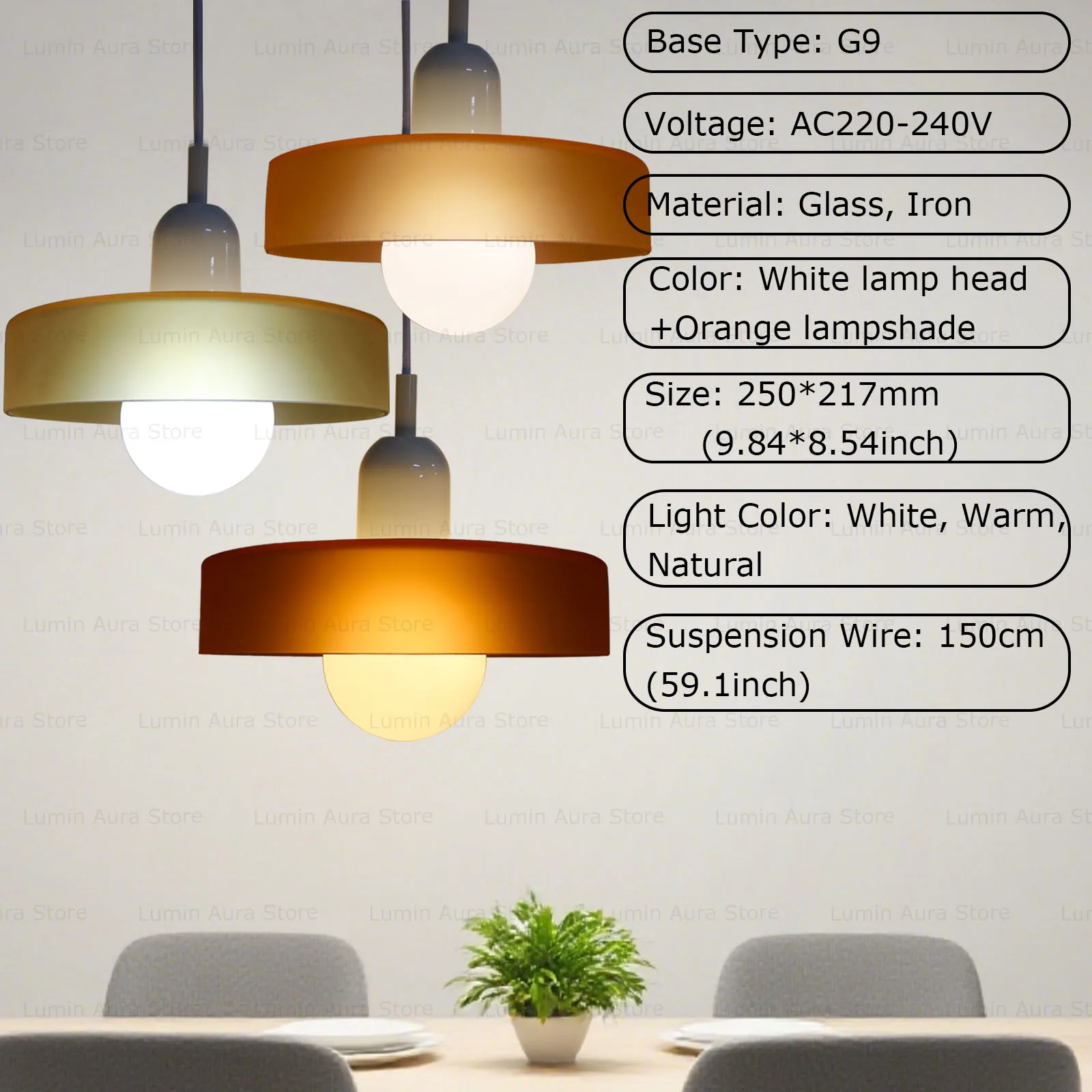 الشمال زبدة نمط ملون G9 LED سلك معلق مصباح الإقامة مطعم طاولة طعام الديكور الرجعية الإضاءة قلادة أضواء
