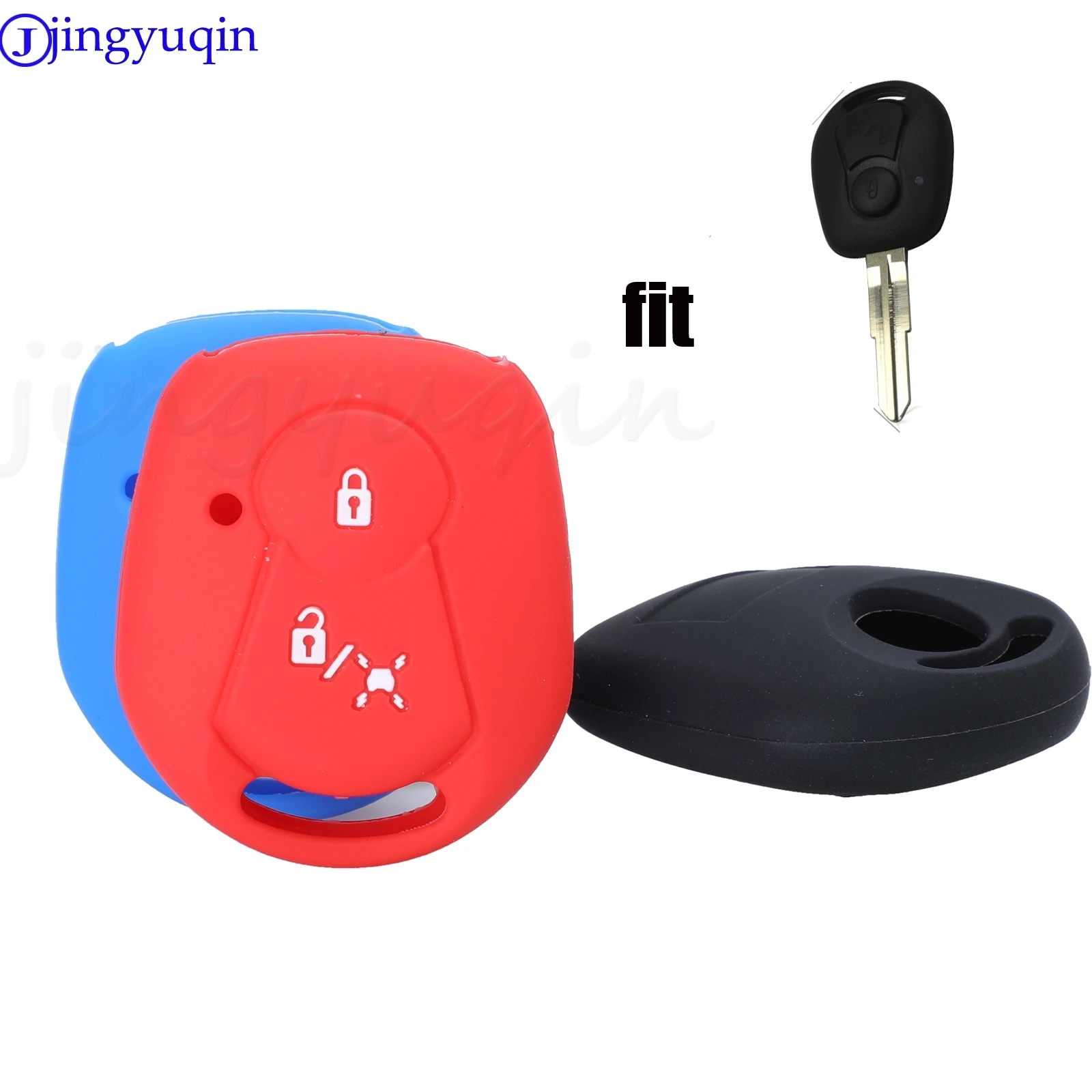 jingyuqin Silicone Car Key Cover FOB Case For Ssangyong Actyon Kyron Rexton 2 Button Remote Key Case Jacket Keychain Car-styling