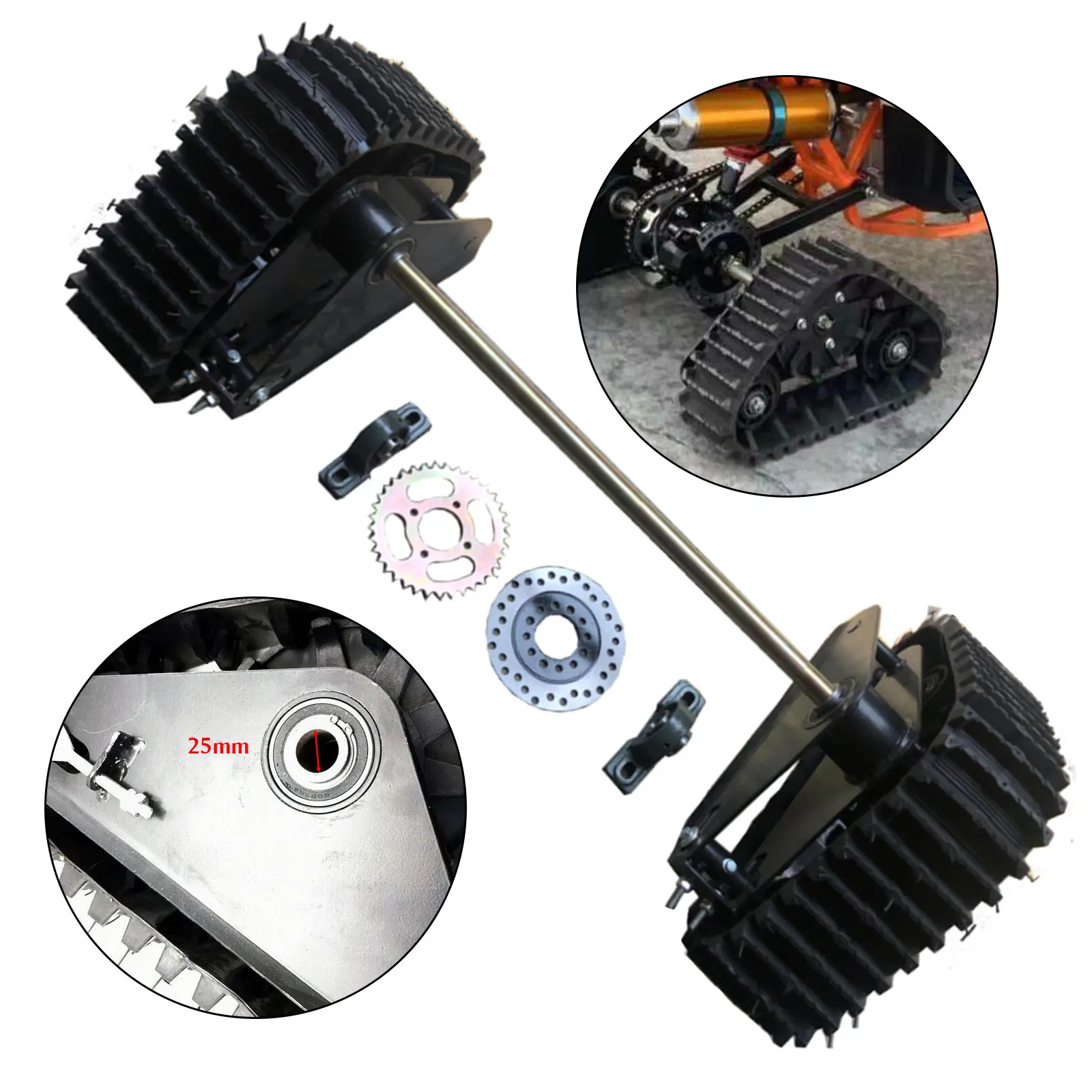 

23.6" ATV Rear Axle Kit Assembly Rear Axle Track Kit for Go Kart Buggy ATV Snow Sand Snowmobile Gasoline Motor