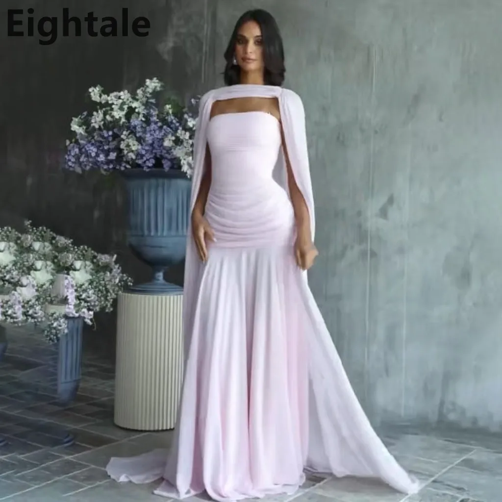 

Eightale 2025 розовое плиссированное шифоновое вечернее платье макси с запахом, платье для выпускного вечера в Саудовской Аравии, вечернее платье в Дубае по индивидуальному заказу