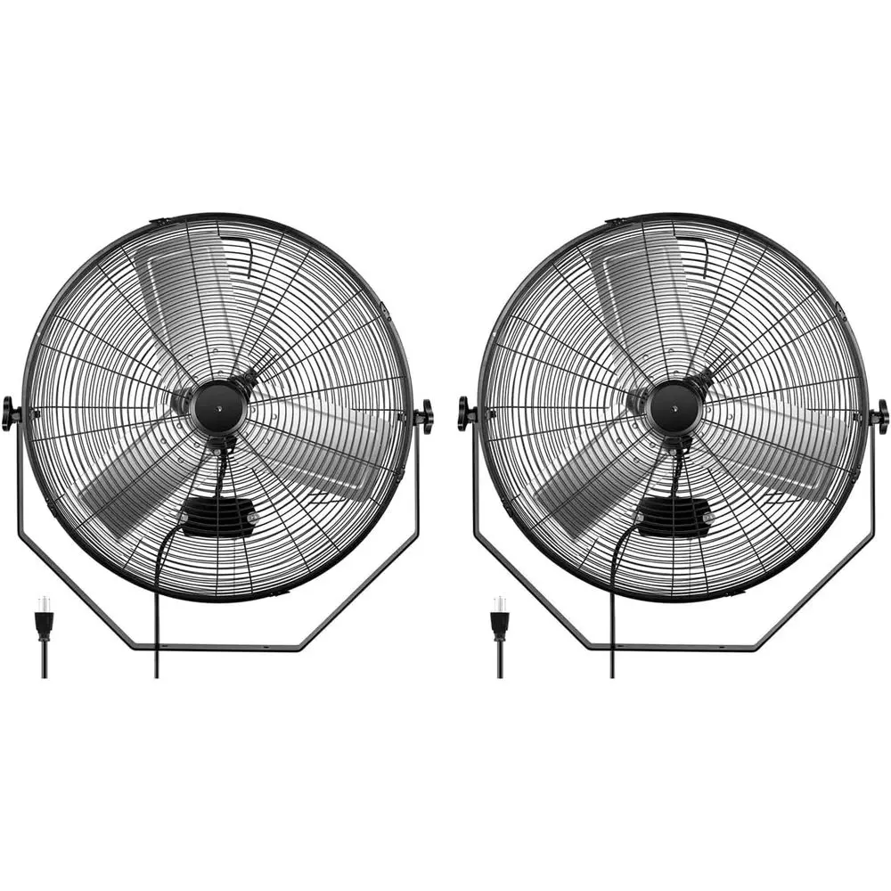 24 Industrial Wall-Mounted 3-Speed Metal Ventilation Fan, 2-Pack, Black