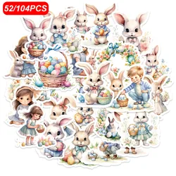 52/104PCS Cute Easter Bunny Eggs Stickers for Planner, Journal, Scrapbook, Phone and Laptop, DIY Card Making Craft