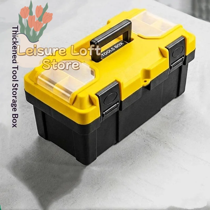 1Pc 12/14 Inches Plastic Tool Box Transparent Compartment Portable Small Parts Storage for School Craft Projects