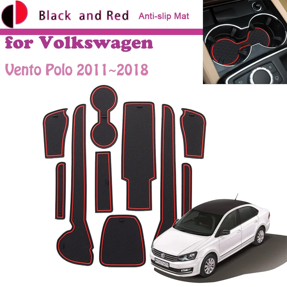 

Rubber Door Groove Mat for Volkswagen VW Vento A05 Polo 2011~2018 Cup Cushion Gate Storage Slot Coaster Dust-proof Sticker Auto