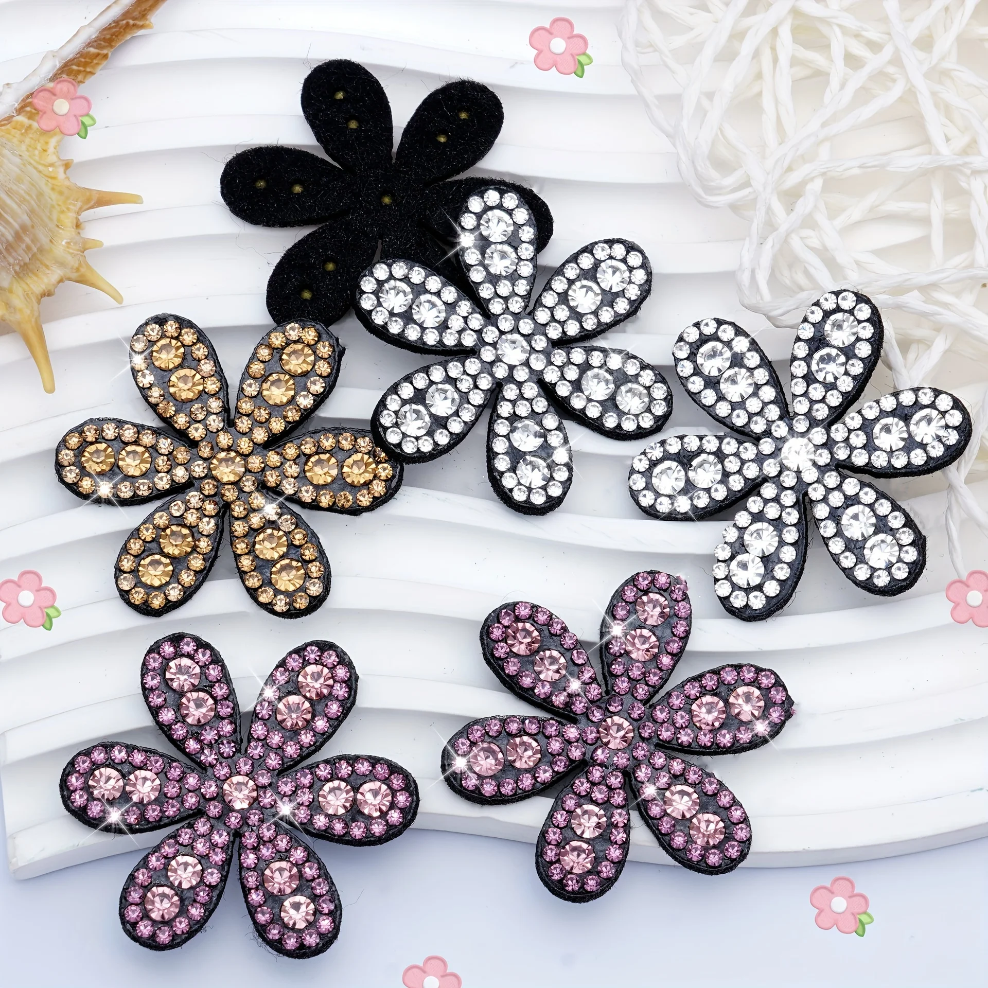 แผ่นปะ6ชิ้นลายดอกไม้กลีบดอกไม้6ชิ้นริบบิ้นดอกไม้สีสันสดใสสำหรับซ่อมเสื้อผ้ากางเกงยีนส์กระเป๋าหมวกและเครื่องประดับ DIY