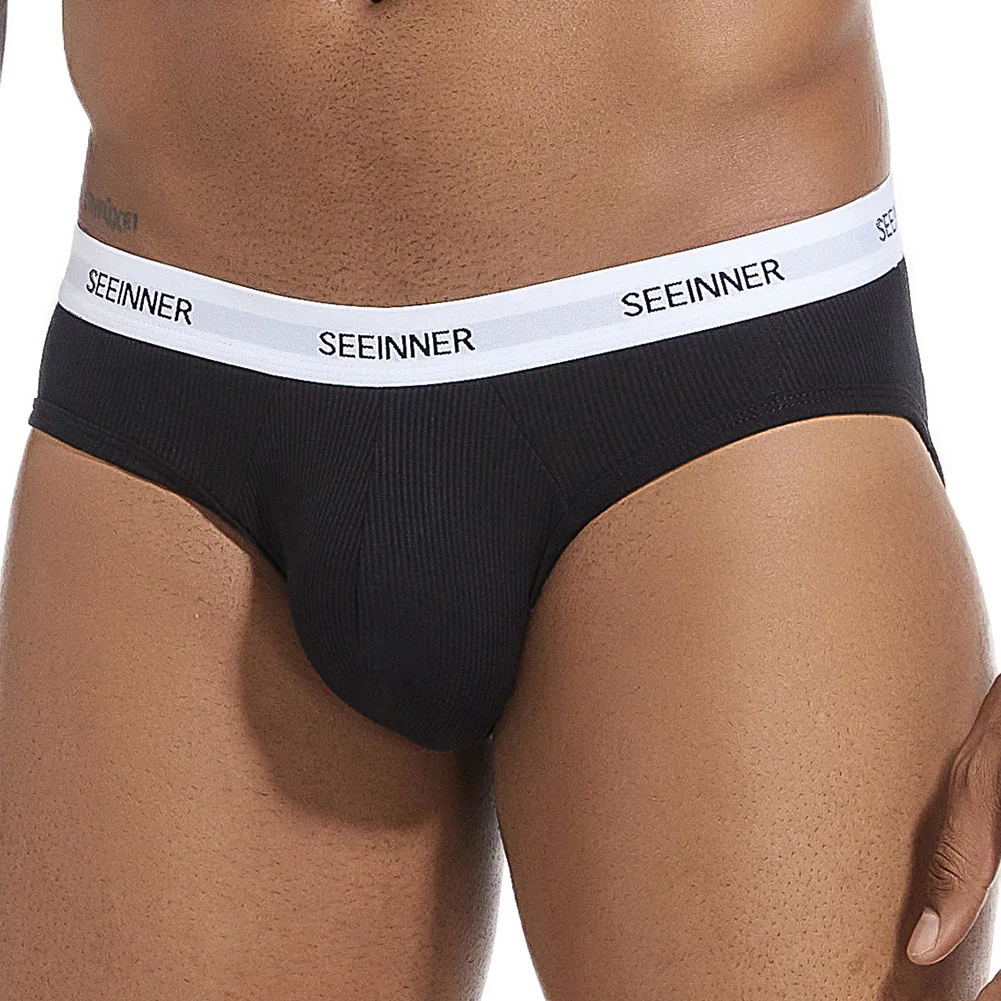 Roupa interior masculina de algodão cuecas de respiração troncos cintura baixa lingerie gay sissy calcinha u convexo bolsa boxers sem costura cuecas macias