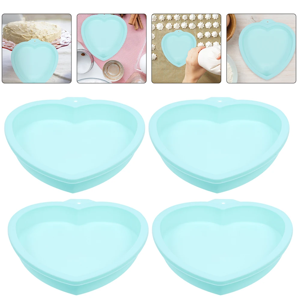 

4pcs Heart Shaped Cake Molds Silicone Baking Pans Mousse Diy Chocolate Candy Melt Molds Heat Resistant Home