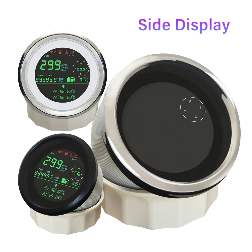 

85mm GPS Speedometer LCD Digital 0-299km/h with Fuel Level Voltmeter OverSpeed Alarm for Boat Motorcycle Car