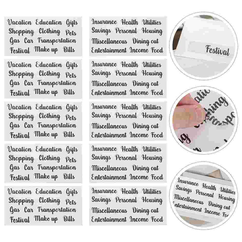 5 Sets Cash Budget Sticker Small Label Supply Mini Accessory Multi-function Envelope Labels