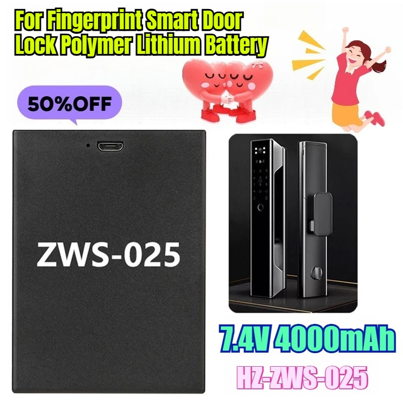 

7.4V 4000mAh HZ-ZWS-025 for Fingerprint Smart Door Lock Polymer Lithium Battery