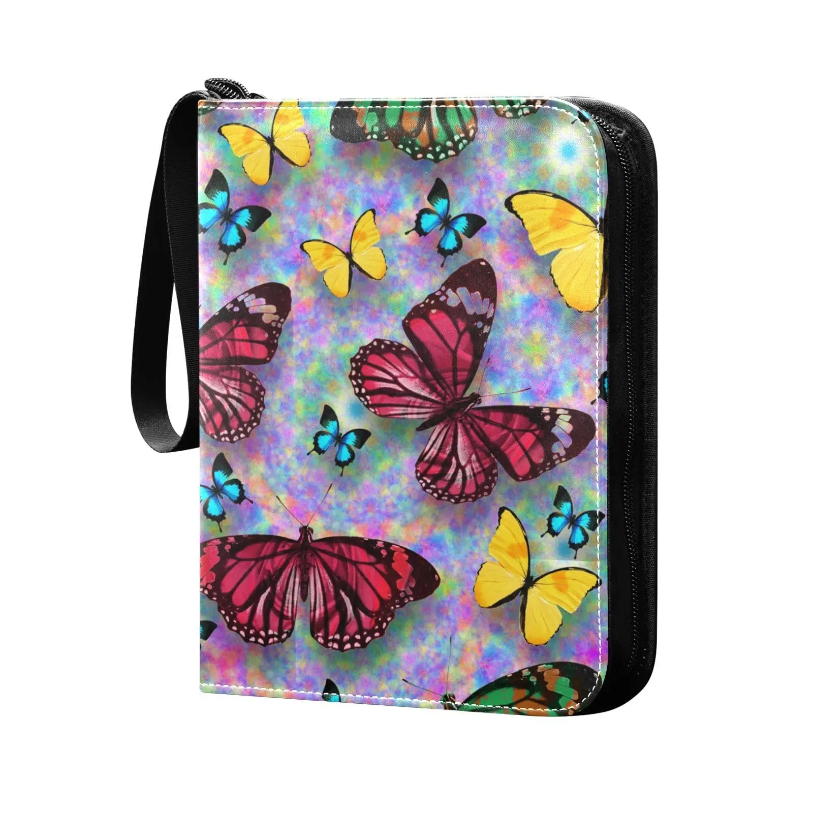 

Colorful Butterflies 4 Pocket Card Binder, 400 Double Sided Pocket Album for Sport Game Cards, Unique Card Collection Storage