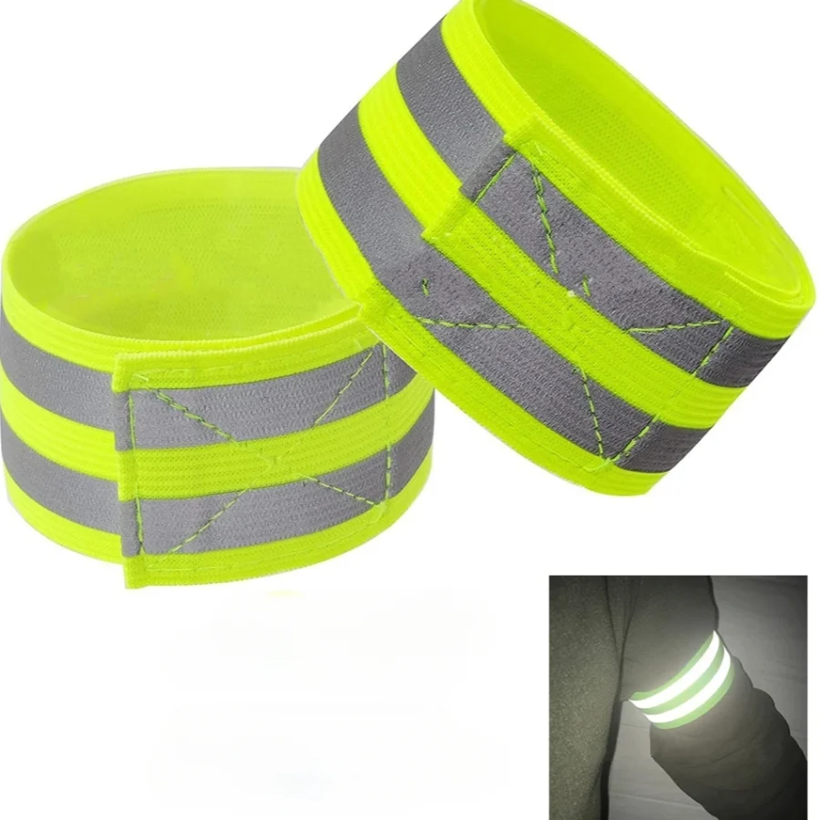 2PCS Running Reflective Arm Bands for Wrist Ankle Leg LED Reflector Armband Night Cycling Safety Light Tape Led Bracelet Strap