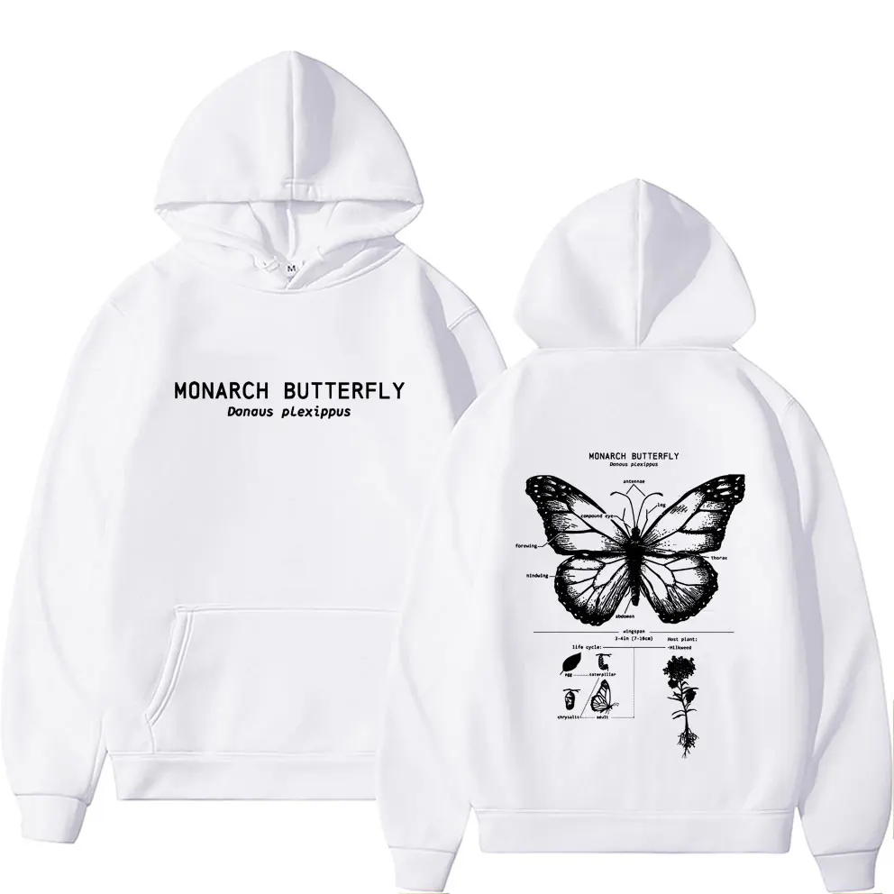 

Monarch Butterfly Anatomy Graphic Hoodie Men Women Casual Oversized Funny Hoodies Men's Vintage Fleece Cotton Hooded Sweatshirt