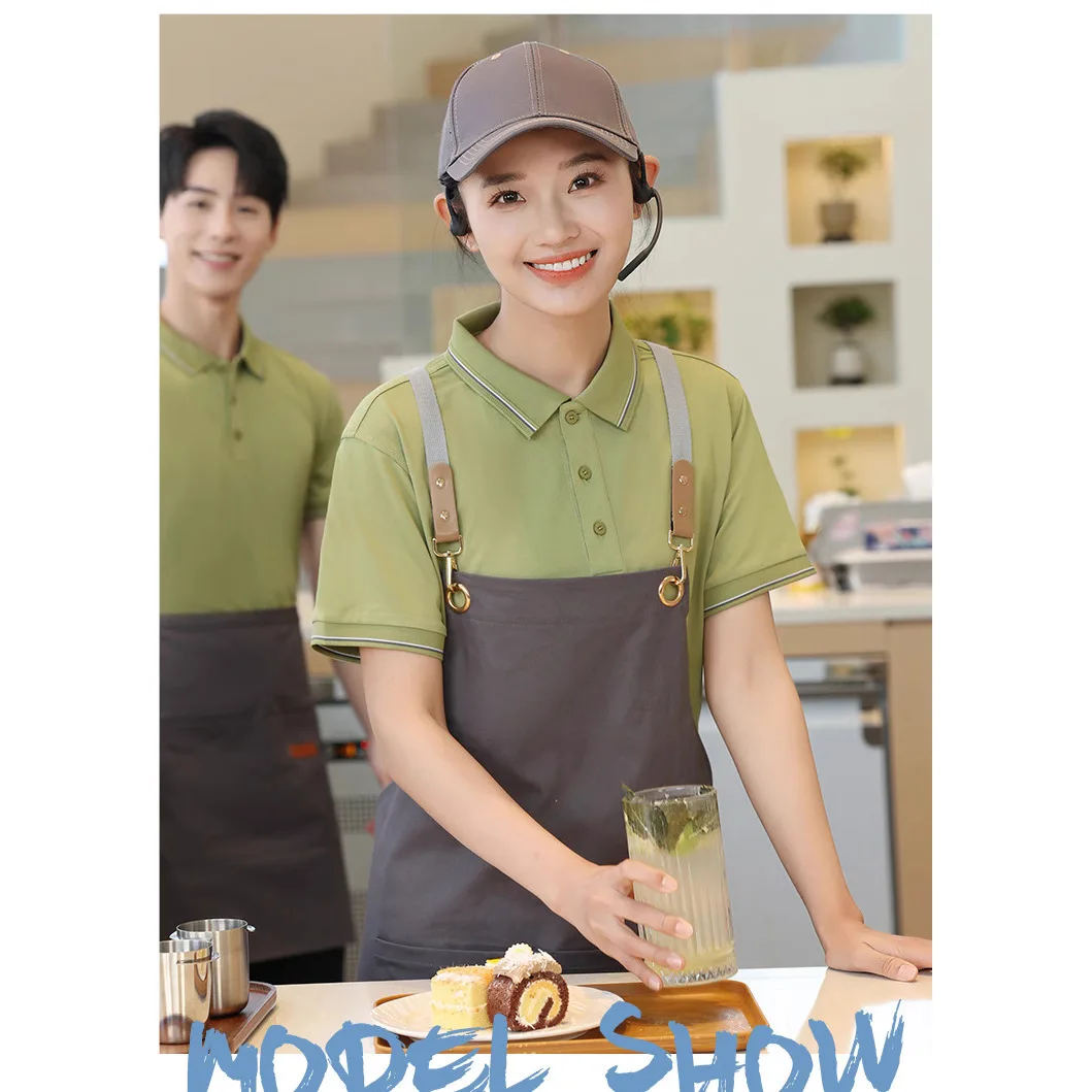 زي عمل بأكمام قصيرة لموظفي السوبر ماركت، زي موظفي خدمة تقديم الطعام، قمصان غير رسمية للصيف