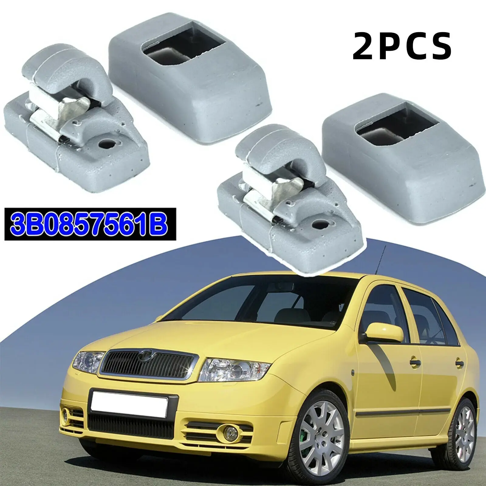 

2pcs Car Front Sun Visor Sunvisor Hook Clips Bracket For SKODA Fabia 6Y Octavia A4 A5 1U 1Z Superb B5 3U 3B0857561B 3B0857563