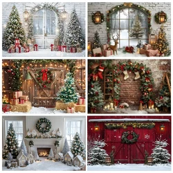 Christmas Photography Backdrop Xmas Tree Fireplace Gift Winter Window Family Kids Party Christmas Decoration Photo Background