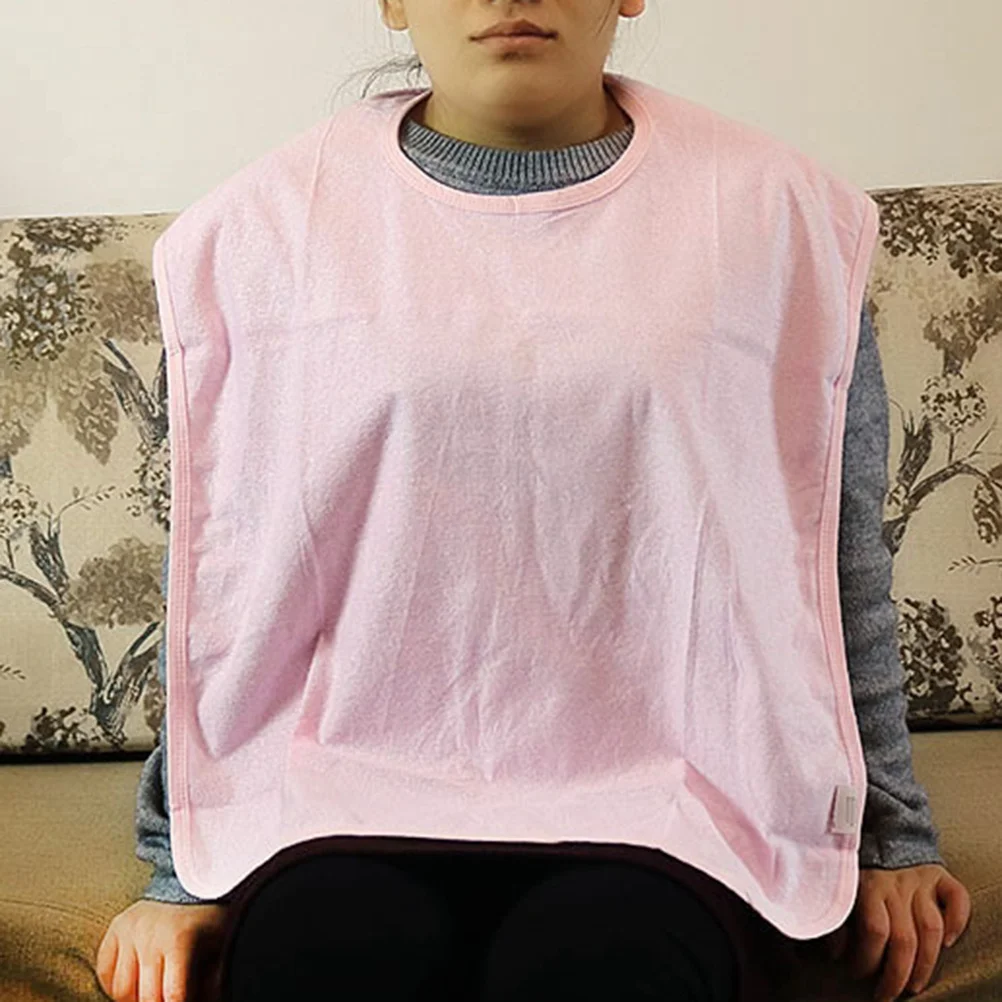 

Washable Reusable Bamboo Fiber Waterproof Adult Bib 50x90cm Pink for Seniors Patients Eating Drinking Adult Bib