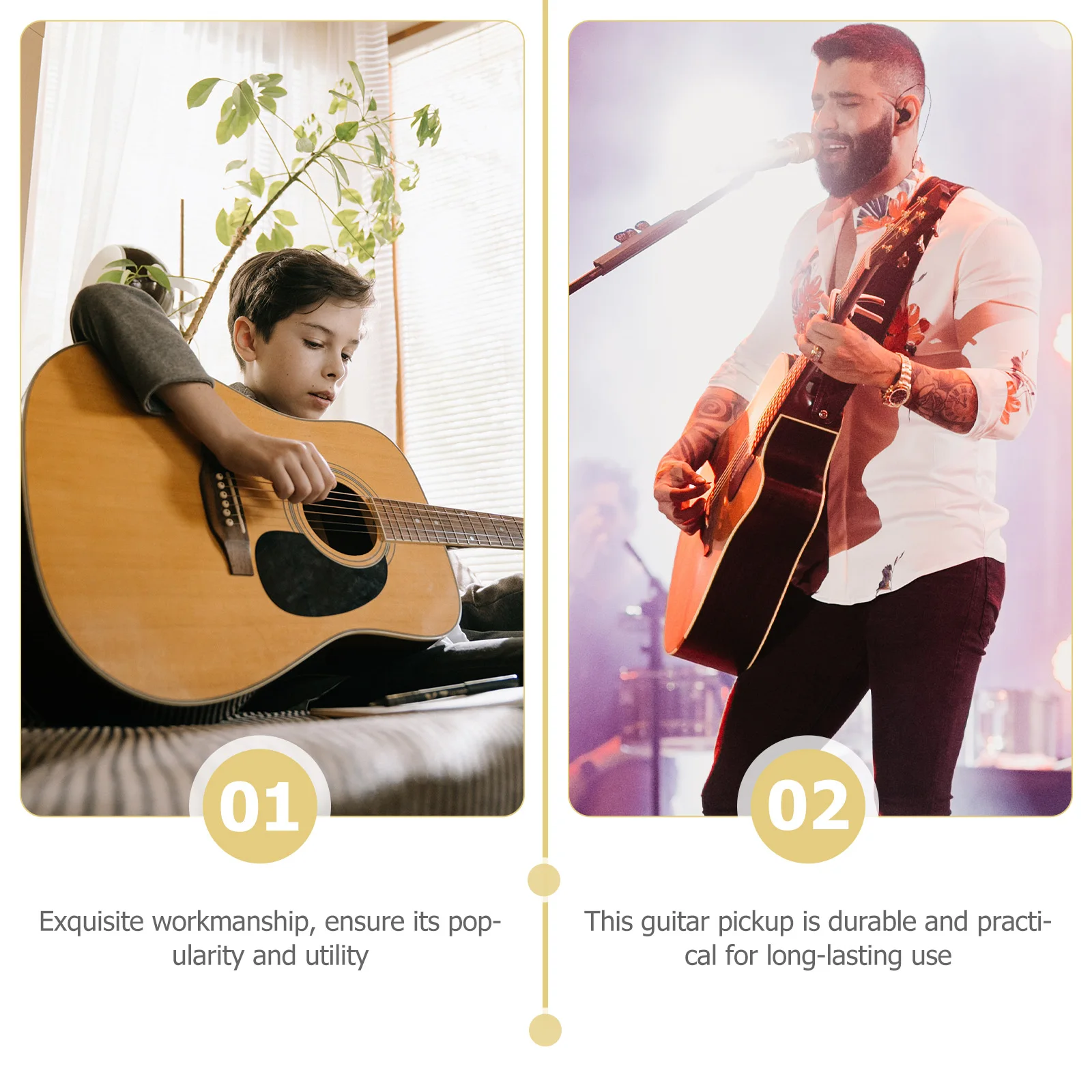 

Guitar Pickup Set ABS Copper Iron Piezoelectric Sensor Microphone Acoustic Transducer Ukulele Accessory Durable Practical