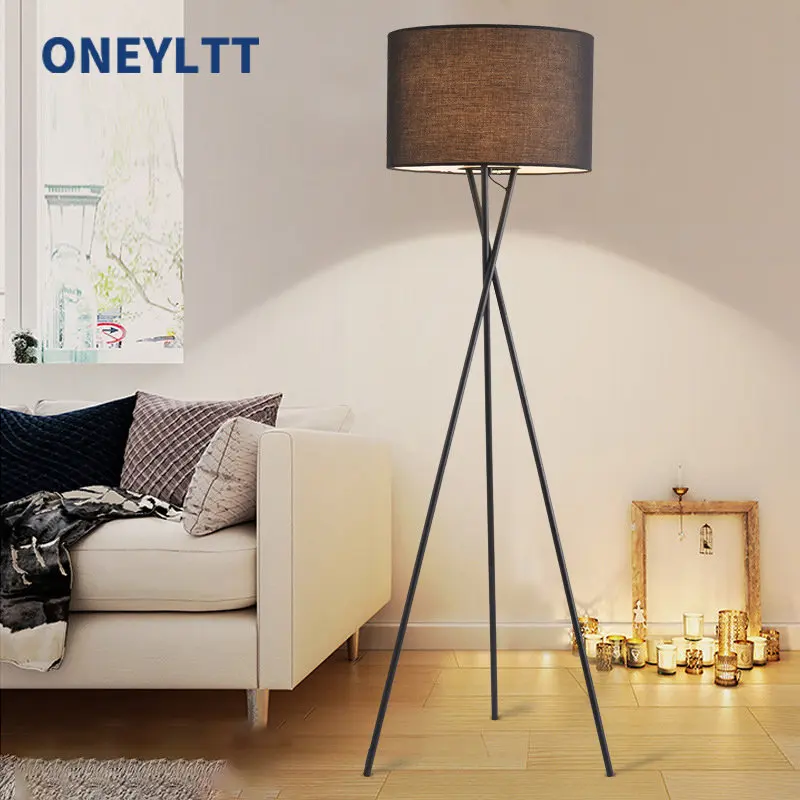 Scandinavian Fabric Led Floor Lamp Living Room Tripod Design Standing Lamps Bedroom Bedside Light Home Decorative Lights