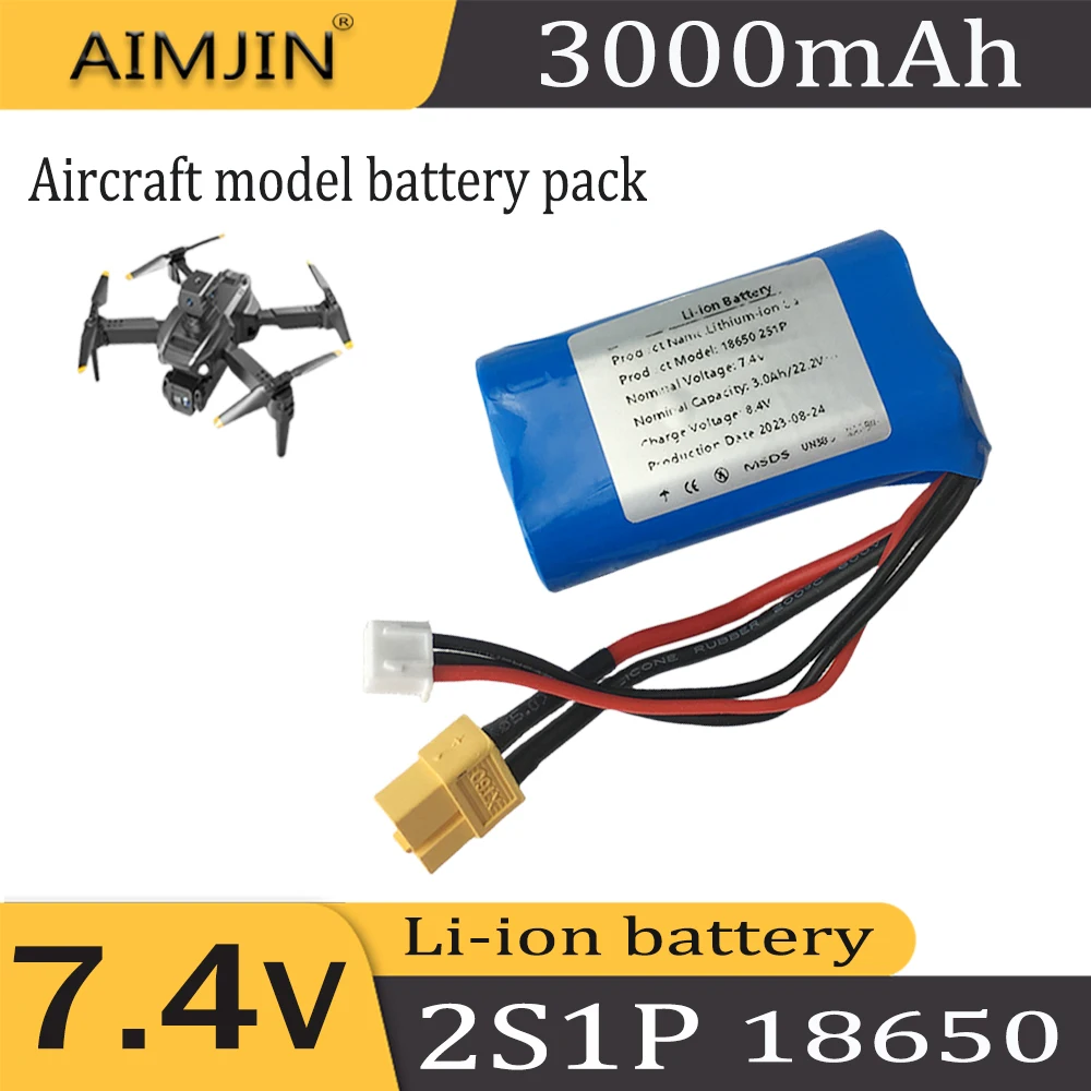 

2S1P 7.4V 3.0Ah/3000mAh Single Battery 18650 Combined Lithium-ion Battery Suitable For Different Drones