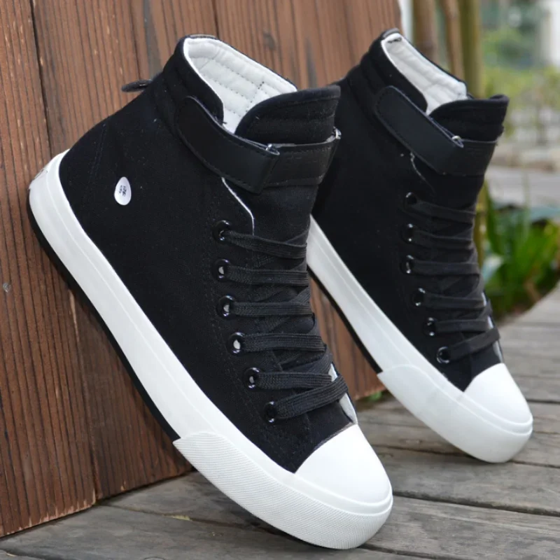 Men High Top White Canvas Shoes Summer Autumn Women Sneakers Fashion Breathable Walking Trainers Non-slip Unisex Casual Shoe