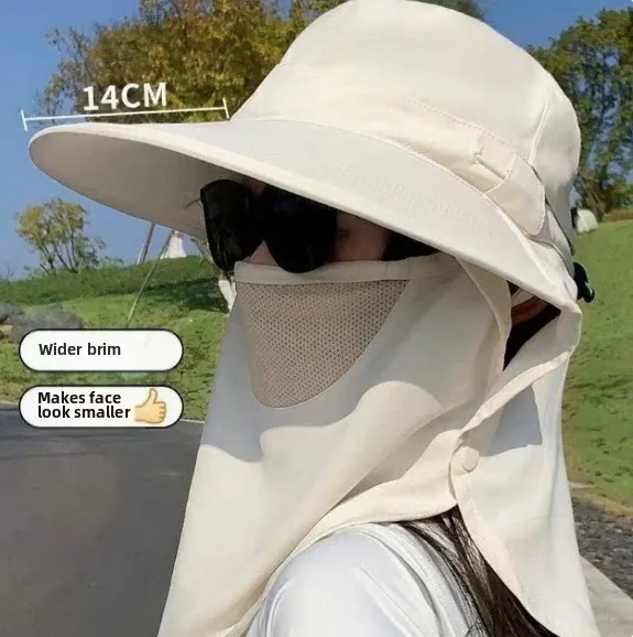 

Women Summer Wide Brim Face Cover Neck Shield Outdoor Hiking Beach Travel Full Coverage Breathable Lightweight Multi-functional