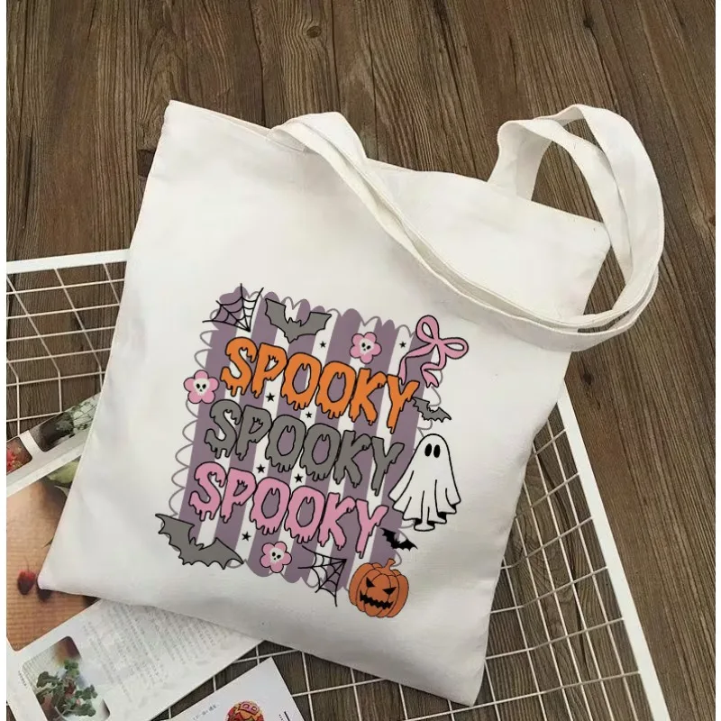 الأرجواني هالوين حقيبة قماش محمولة مع ملصقات الخياطة اليدوية قماش حقيبة التخزين حقيبة يد حفلة شنطة هدايا عيد الميلاد عيد الهالوين