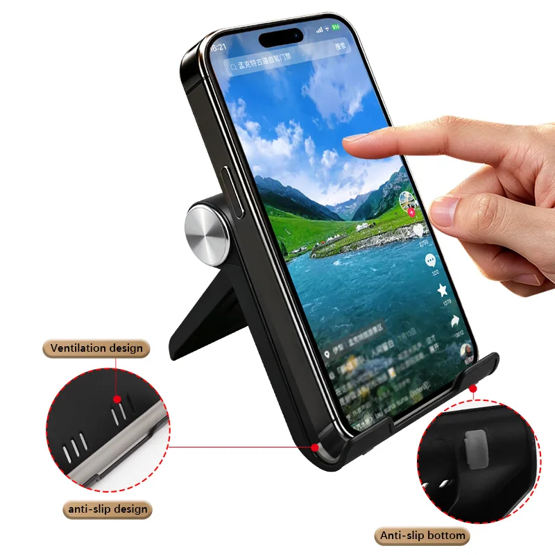 Portable Folding Desktop Phone Tablet Stand Multi Angle Adjustable Hands-free Holder Lazy Bracket for Video Watching Gaming Live