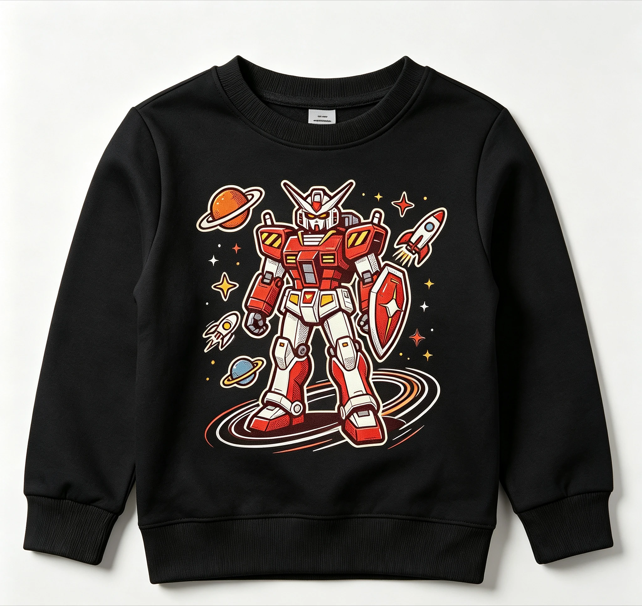 Kids Mecha Robot Sweatshirt Boys Cartoon Space Robot Print Crew Neck Long Sleeve Tops Toddler Casual Children Pullover