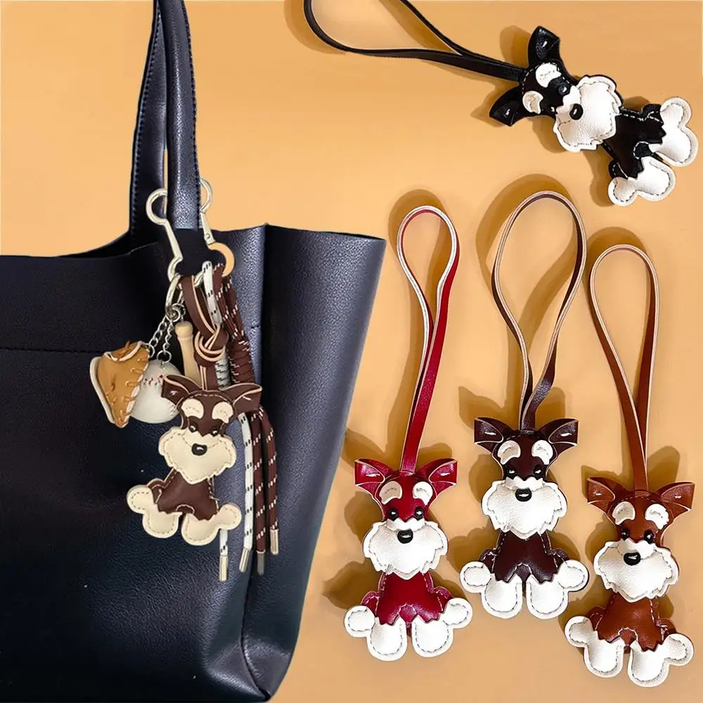 Cute Leather Bear Women‘s Bag Pendant Simple Cute Leather Keychain Lovely Bag Charm Phone Pendant Key Ring Accessories Wholesale