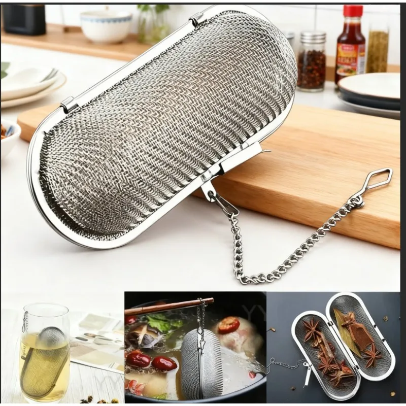 1PC Multipurpose Mesh Strainer for Tea Spices and Soups Easy To Use with Chain for Kitchen and Daily Drinks Stainless Steel