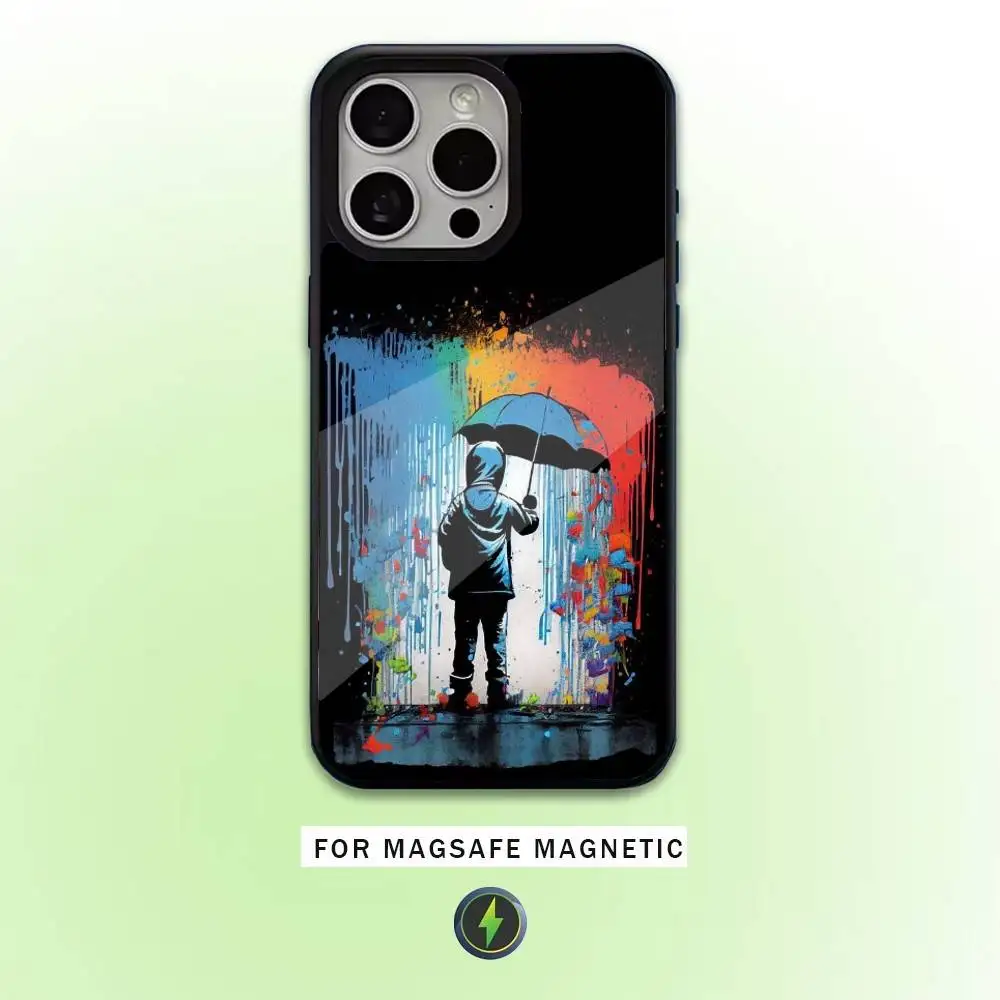 G-Graffiti Artist B-Banksy Phone Case  For iPhone17,16,15,14,13,12,11 Plus,Pro Max Magnetic Magsafe Wireless Charging