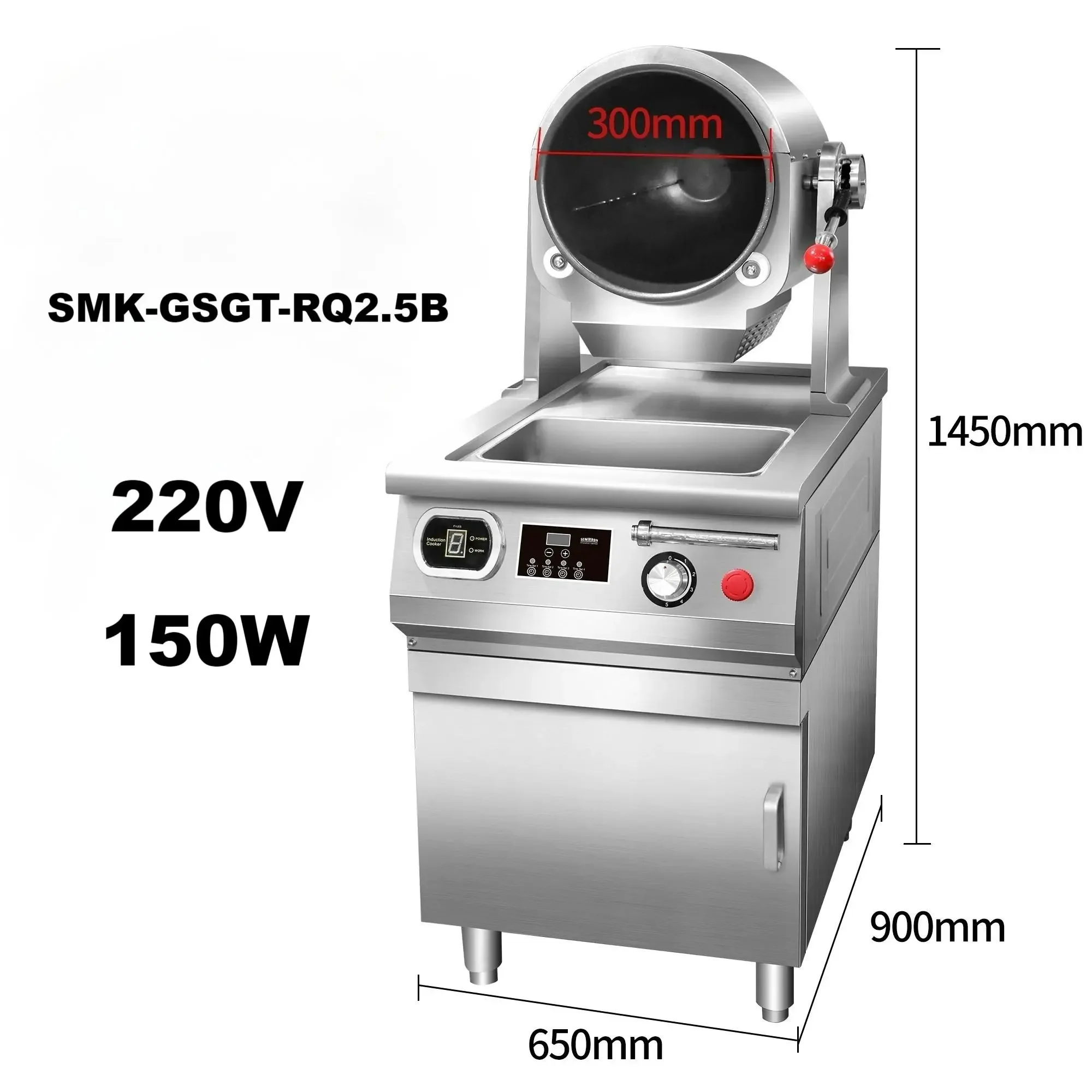 Fornecimento de cantina, tambor totalmente automático, máquina de arroz frito, 220v, comida rápida, restaurante, arroz frito, gás, frigideira rotativa