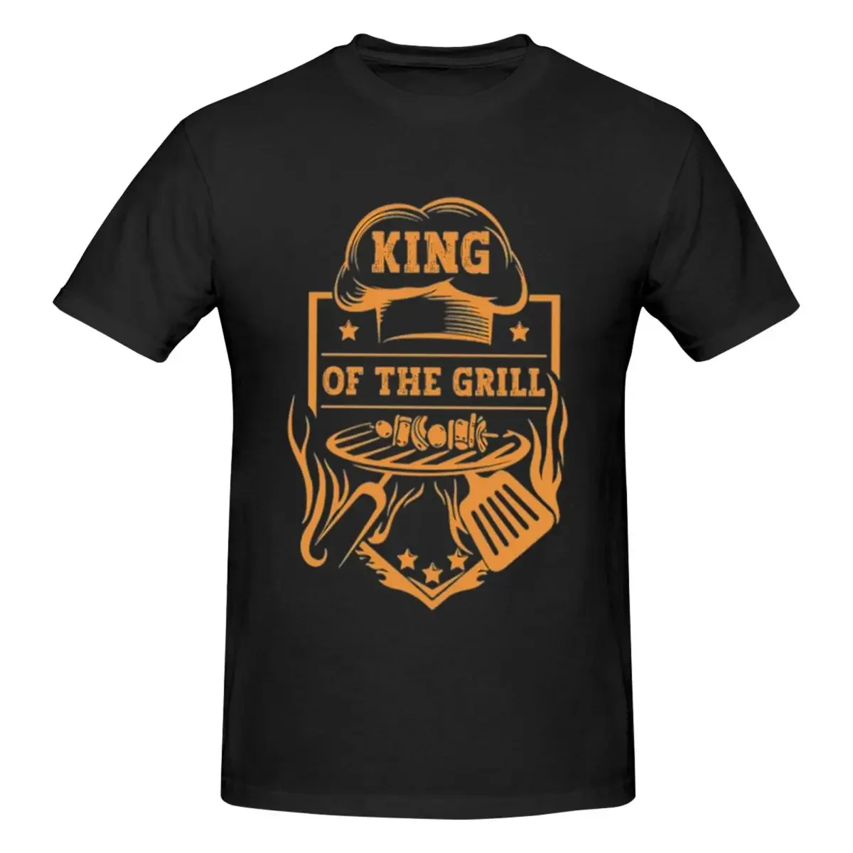 KING OF THE GRILL Funny Barbeque Humor Men T-Shirt Funny Oversized T Shirts Men's Round Neck Cotton Tees Short Summer Male