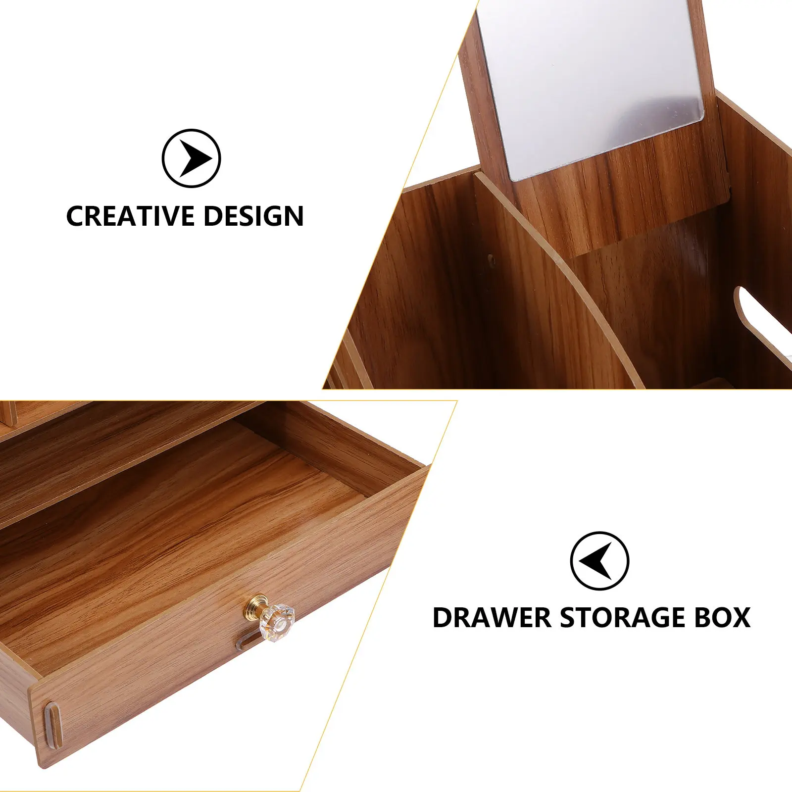1Pcs Elegant Wooden Tabletop Organizer Storage Box with Sturdy Buckle Drawer for Daily Necessities Office Desk Living Room Use