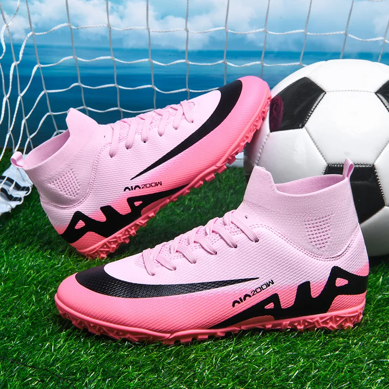 Tênis de futsal masculino profissional marca original rosa bota de futebol unisex indoor turf sapatos de futebol formadores botas futbol