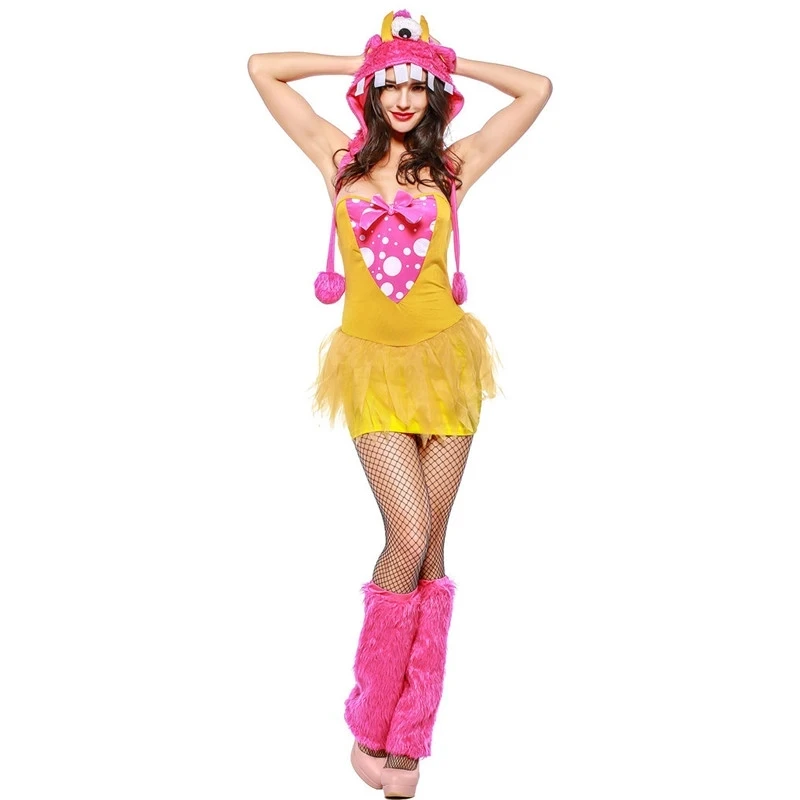 Women Halloween One-eyed Monster Costumes Female Animal Cosplay Pajamas Christmas Carnival Purim Party Dress