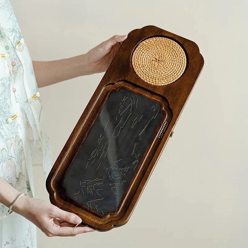 Walnut Tea Tray Household Solid Wood Tea Base Color Changing Tea Tray Tea Set Dry Brewing Table Water Storage Tea Board
