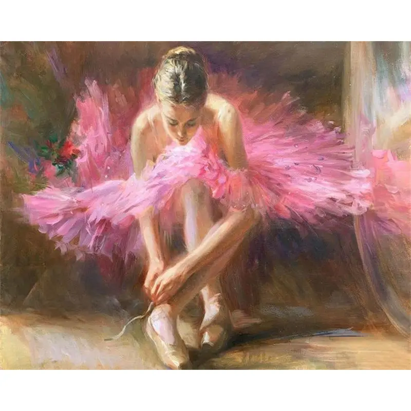 GATYZTORY 60x75cm Rahmen DIY Malerei Durch Zahlen Ballerina Mädchen Acryl Farbe Zeichnung Durch Zahlen Abbildung Hause Wand kunst Bild