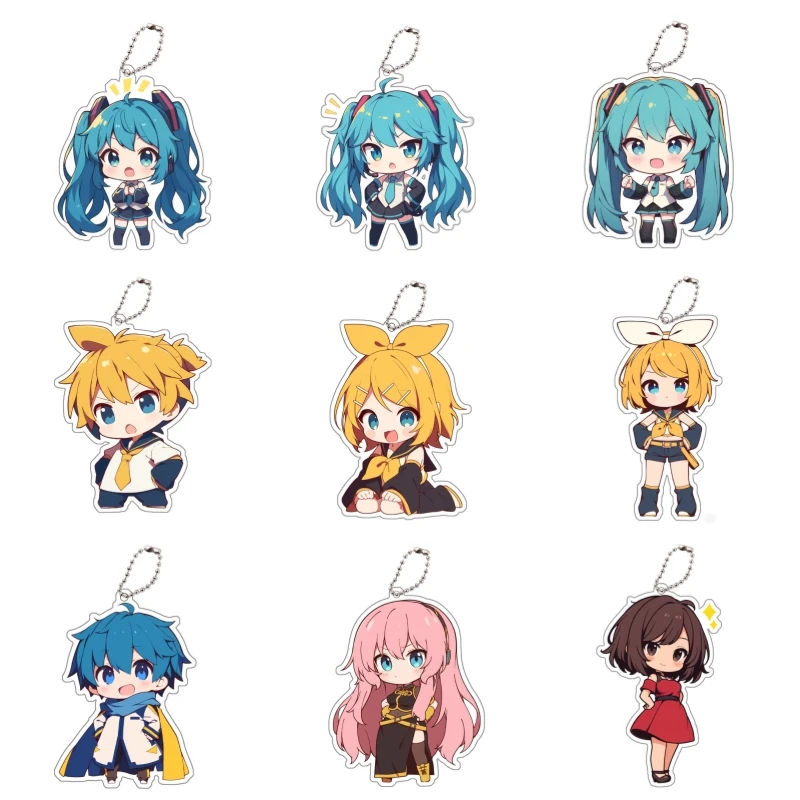 Cute Hatsune Miku Acrylic Keychain Anime Peripheral Cartoon Backpack Key Pendant Itabag Decoration Kawaii Goods Gift for Friend