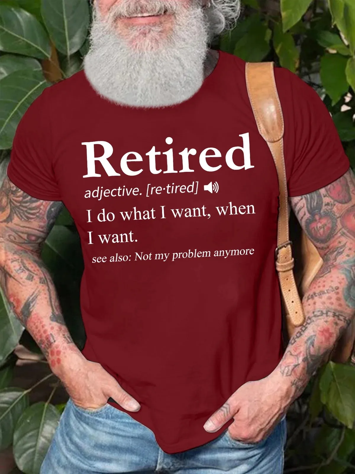 Men's Retired I Do What I Want When I Want See Also Not My Problem Any More Funny Graphic Printing Crew T-Shirt image 6