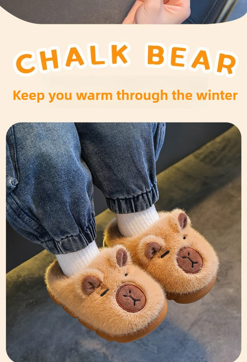 Kinder Winter Neue Warme Hausschuhe aus Baumwolle für Jungen und Mädchen, Niedliche Indoor-Slipper, Weiche Rutschfeste Kinder-Cartoon-Hausschuhe – Detail 5