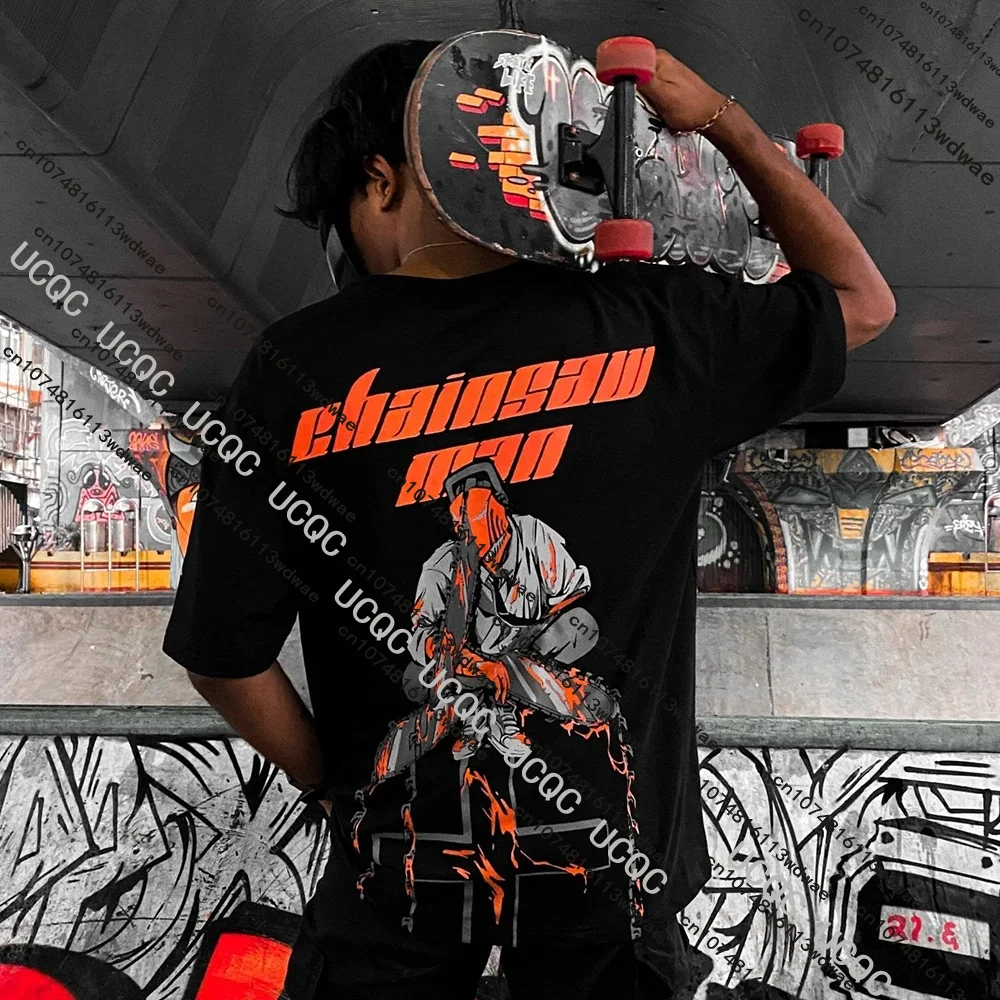 

Уличная футболка в стиле аниме «Человек с бензопилой» Denji, мужская футболка большого размера с 3D принтом, японская манга, косплей, повседневный уличный модный топ