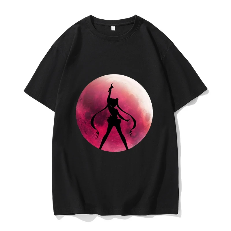 Sailor Moon T-shirt Woman Summer Fashion Planet Figures Tops Anime Luna Cat Girl Tees Adult Clothing Short Sleeve Gift Hot Sales