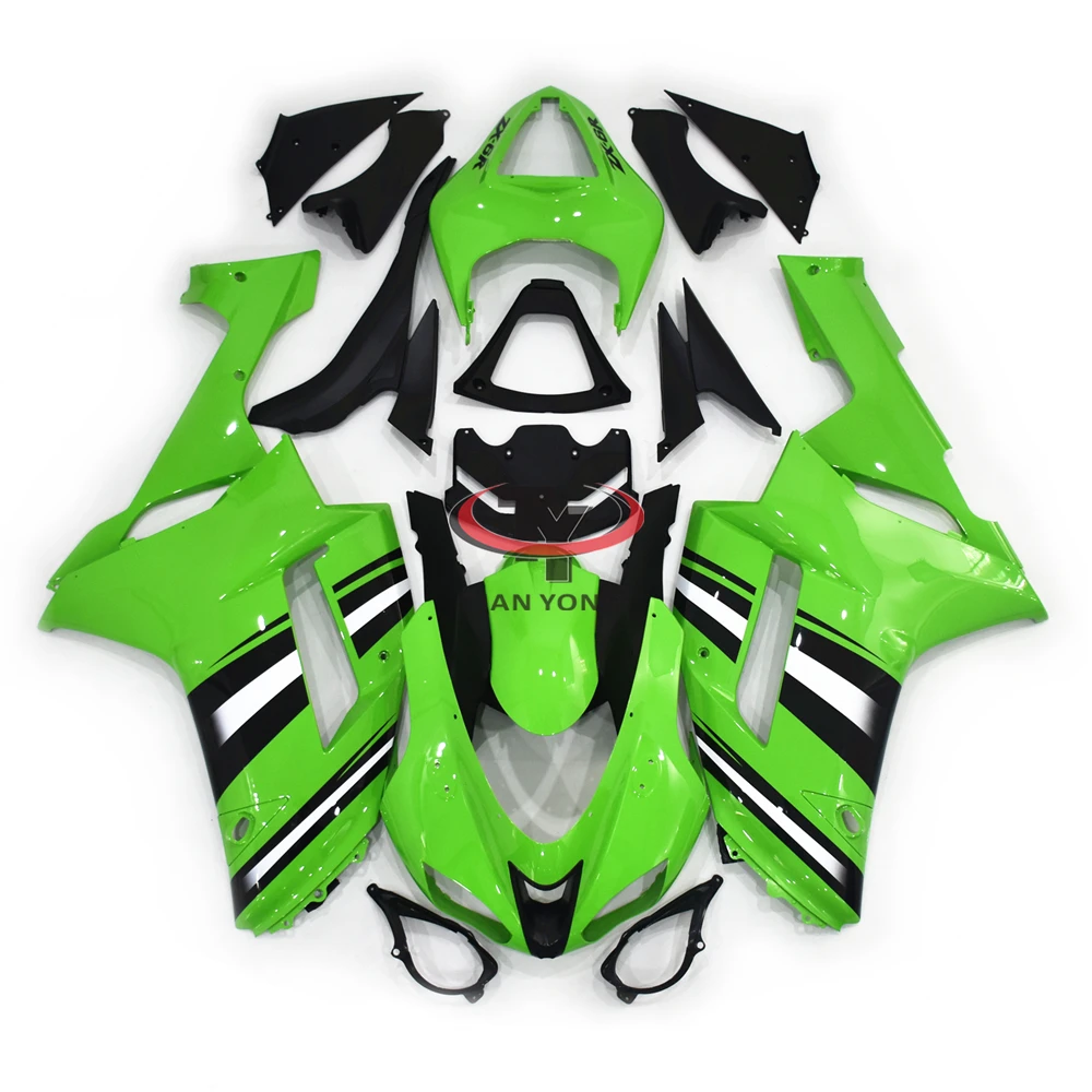 

Motorcycle Injection Customize Full Fairing Kit For Kawasaki ZX6R 2007 2008 636 Bodywork Cowling Green white black gradient