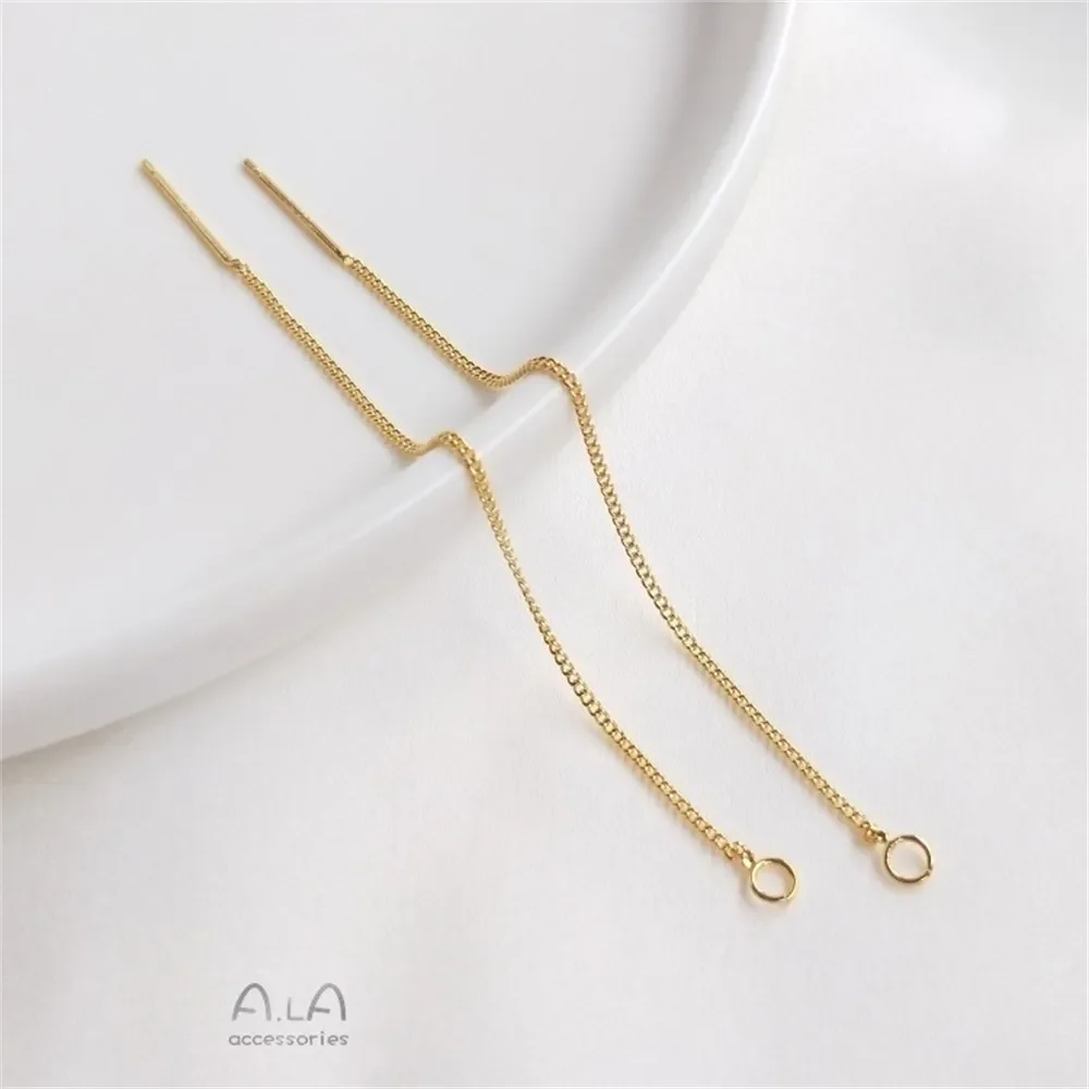 Copper Plated 18K Gold Ear Thread, White Gold with Studded Sheep's Eye DIY Earrings Making Material, Tassel Earrings Accessories