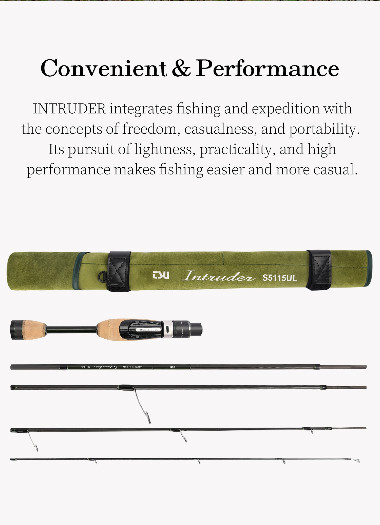 TSURINOYA INTRUDER 1,6/1,68/1,8/1,98m 5-teilige tragbare Spinn- und Casting-Angelrute für Forelle, Barsch, Bergbäche, packbare Rute – Detail 7