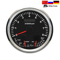 ELING Universal 85mm 3 in 1 GPS Speedometer Odometer Fuel Level Voltmeter with Red Backlight GPS Antenna for Car Boat Yacht