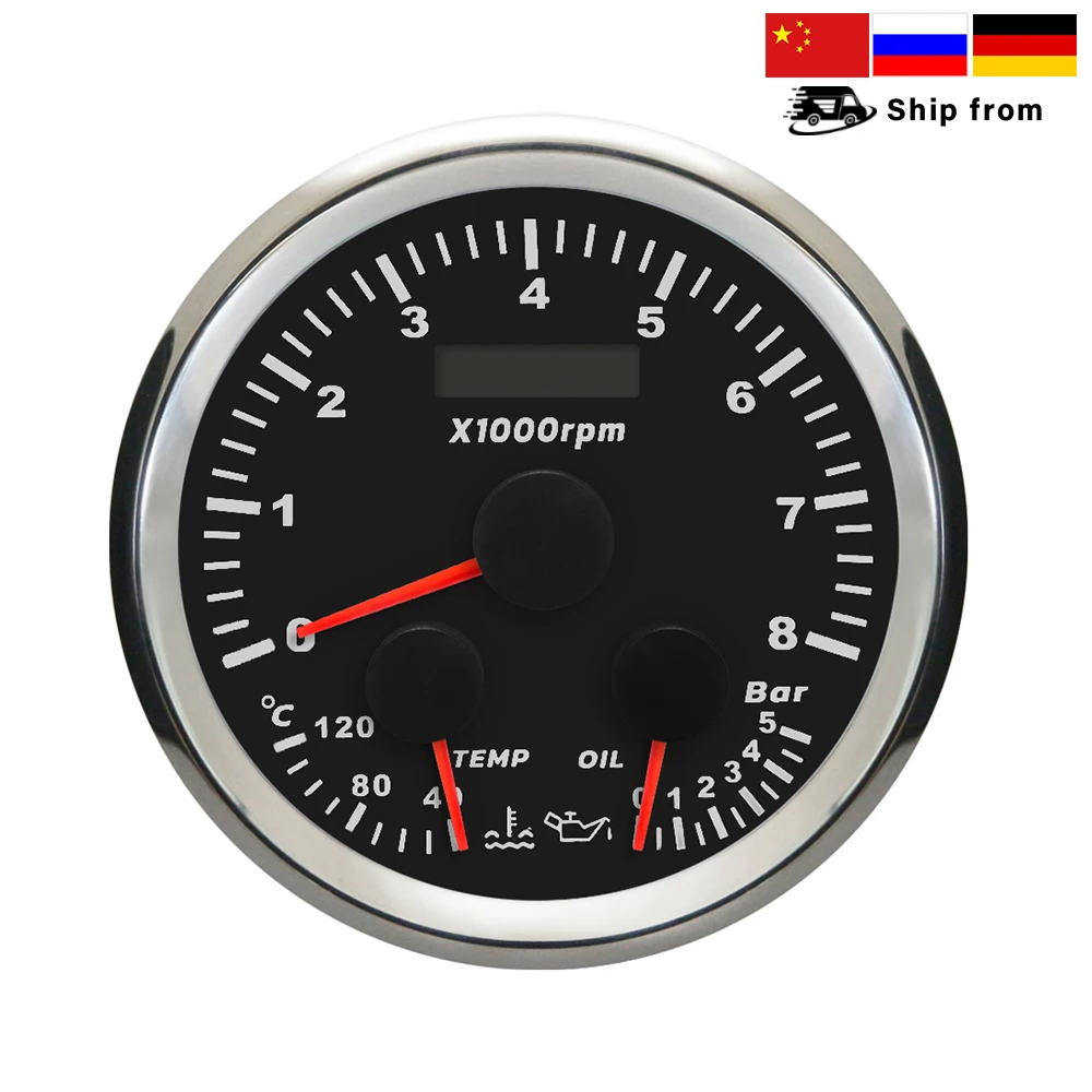 85mm Universal 3 in 1 GPS Speedometer Odometer Fuel Level Voltmeter with Red Backlight GPS Antenna for Car Boat Yacht