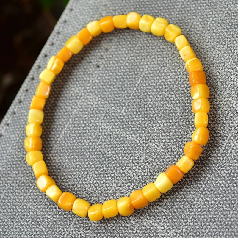 Natural Russian Material Demon Sugar Cube Bracelet 5mm Approx Old Flower Wax Amber